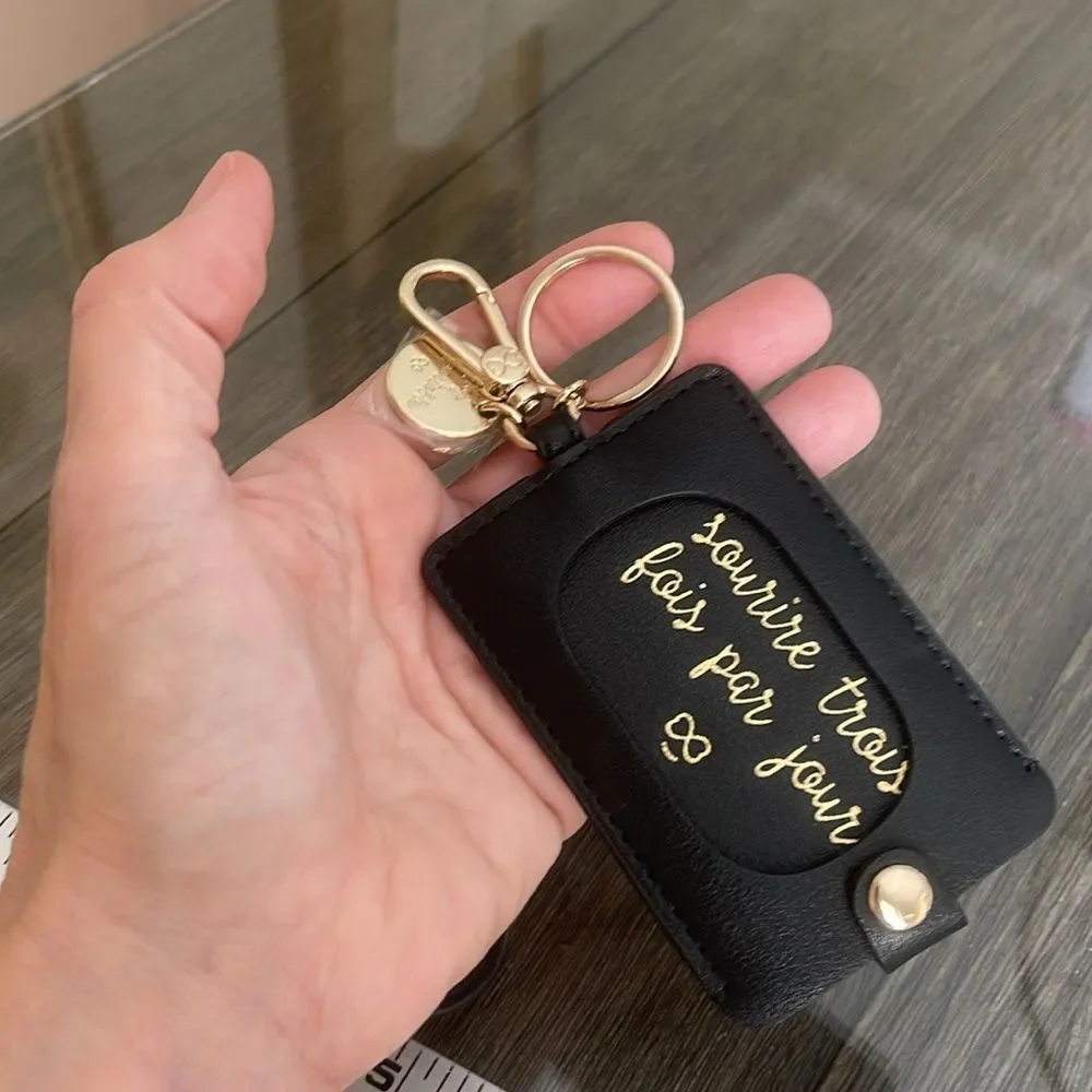 Maisin Gaja Handbag Tags Hangbag Charms Key Chains Faux Black Leather Gold-tone